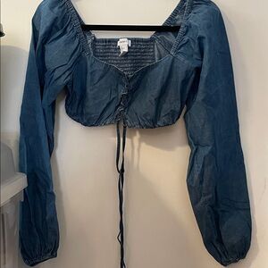 Forever 21 Denim Blue Long Sleeve Blouse